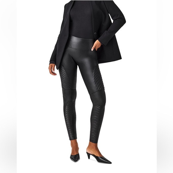 SPANX 🖤 Moto Faux Leather Leggings - Picture 1 of 8